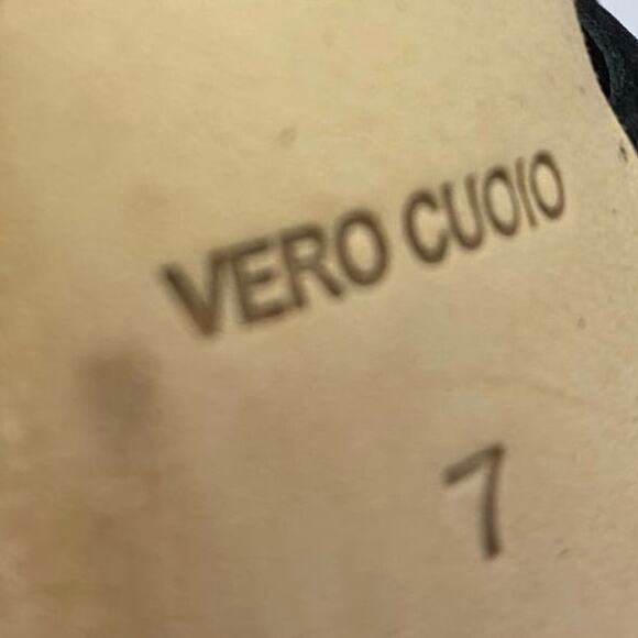 Brian Atwood Black Suede Fringe Gold Stiletto Heels Sz 7 - Picture 7 of 7